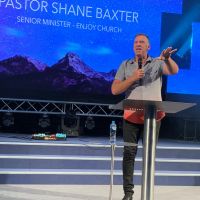 Pr Shane Baxter preaching on Wednesday night